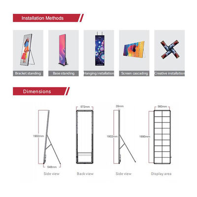 P1.9 Akıllı LED Afiş Ekranı, Taşınabilir Ticari LED Ekran 2.5cm Kalınlık
